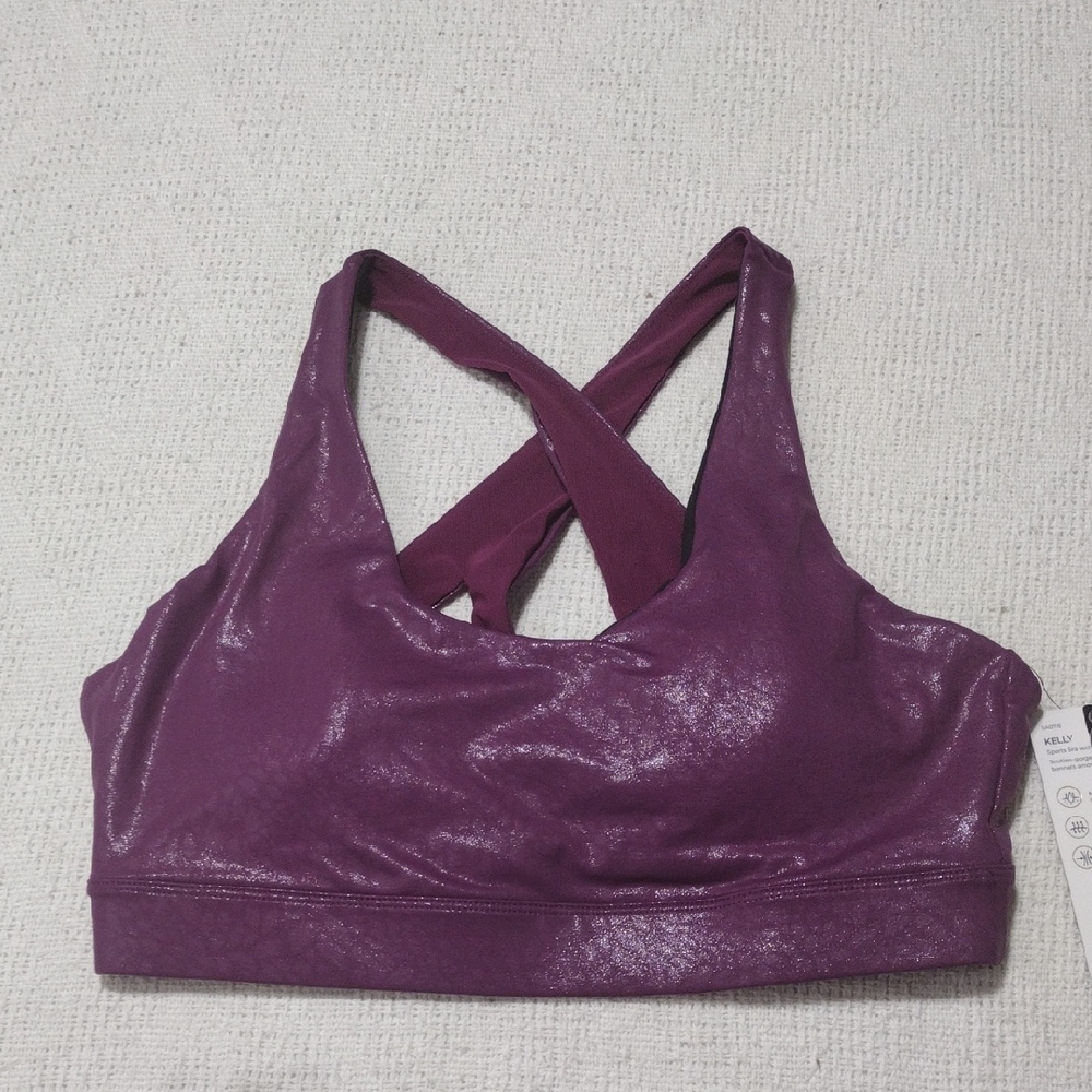 NWT Mpg Kelly Deep Magenta Croc Sports Bra Size Medium